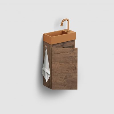 Clou Flush szafka 36x18x55 cm podumywalkowa wisząca lewa ciemny dąb IB/07.16.7036.64.L