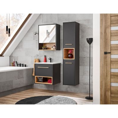 Comad Borneo szafka 60x25x75 cm z lustrem szara BORNEO COSMOS 840 FSC