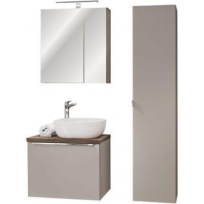 Zestaw Comad Santa Fe Taupe szafka podumywalkowa 60 cm z blatem, umywalką, szafką boczna i szafką z lustrem SET-SFT B 60CM UN 6252 A1