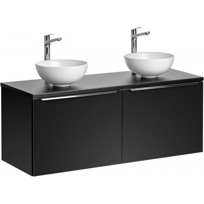Zestaw Comad Santa Fe Black szafki 60 cm i 60 cm z blatem meblowym 120 cm czarny i dwie umywalki 32x32 cm biały mat SET-SFBL B 120CM UN. DOMI MW