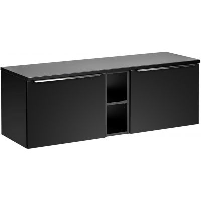 Zestaw meblowy Santa Fe Black szafka podumywalkowa 140 cm czarna z blatem i regałem SET-SFBL B 140CM