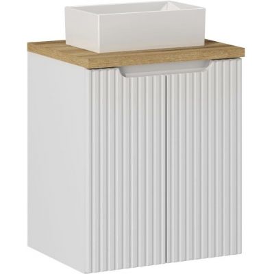 Zestaw Comad Nova White/Oak szafka z blatem 50 cm wisząca biały/dąb i umywalka Gaja 35x22 cm biała SET-NOW B OAK 50CM D UN GAJA 35