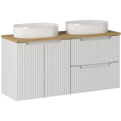 Zestaw Comad Nova White szafka podumywalkowa 120 cm biała z umywalkami nablatowymi SET-NOW B OAK 120CM S / D UN BEYOND 5 WH