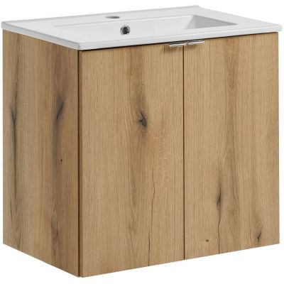 Zestaw Comad Nova Oak szafka 60 cm wisząca dąb i umywalka Dance 61x40 cm meblowa biała SET-NOA 60CM D DANCE