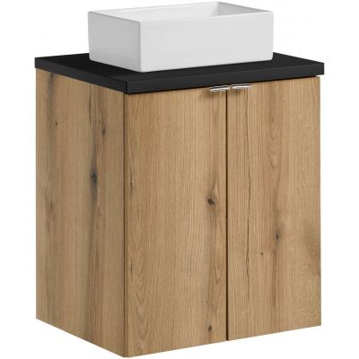 Zestaw Comad Nova Oak/Black szafka z blatem 50 cm dąb/czarny i umywalka Gaja 35x22 cm biała SET-NOA B BLACK 50CM D UN GAJA 35 SW