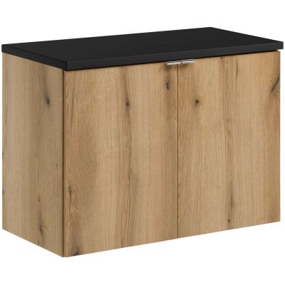 Zestaw Comad Nova Oak/Black szafka z blatem 80 cm wisząca dąb/czarny SET-NOA B BLACK 80CM D