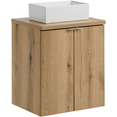 Zestaw Comad Nova Oak szafka z blatem 50 cm wisząca dąb i umywalka Gaja 35x22 cm biała SET-NOA B OAK 50CM D UN GAJA 35 SW