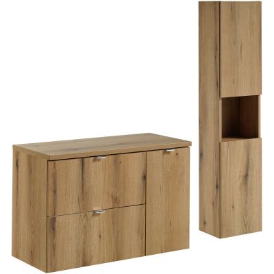 Zestaw Comad Nova Oak szafki 60 cm i 30 cm wiszące z blatem meblowym 90 cm z szafką boczną wysoką dąb SET-NOA B OAK 90CM S HC