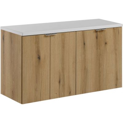 Zestaw Comad Nova Oak szafki 50 cm i 50 cm wiszące dąb z blatem meblowym 100 cm białym SET-NOA B WHITE 100CM D
