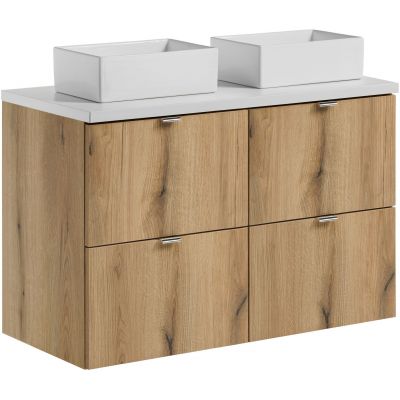 Zestaw Comad Nova Oak/White szafki 50 cm i 50 cm z blatem meblowym 100 cm dąb/biały i dwie umywalki Gaja 35x22 cm białe SET-NOA B WHITE 100CM S UN GAJA SW
