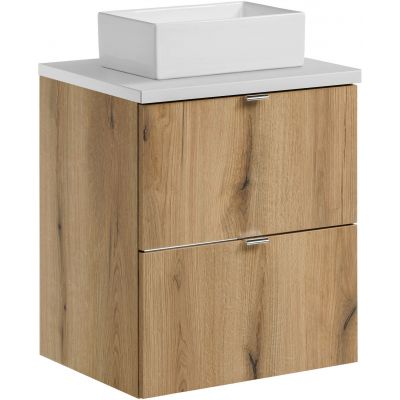 Zestaw Comad Nova Oak/White szafka z blatem 50 cm wisząca dąb/biały i umywalka Gaja 35x22 cm SET-NOA B WHITE 50CM S UN GAJA 35 SW