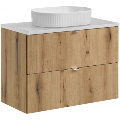 Zestaw Comad Nova Oak/White szafka z blatem 80 cm wisząca dąb i umywalka Beyond 48x32,5 cm biała SET-NOA B WHITE 80CM S UN BEYOND 5 WH