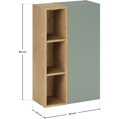 Zestaw Comad Aster Green szafka 30 cm boczna i regał 20 cm otwarty zielony/dąb SET-ASG SP UR 20X80