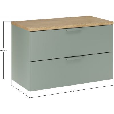 Zestaw Comad Aster Green szafka 80 cm wisząca z blatem meblowym 80 cm zielony/dąb SET-ASG B CREMONA 80CM