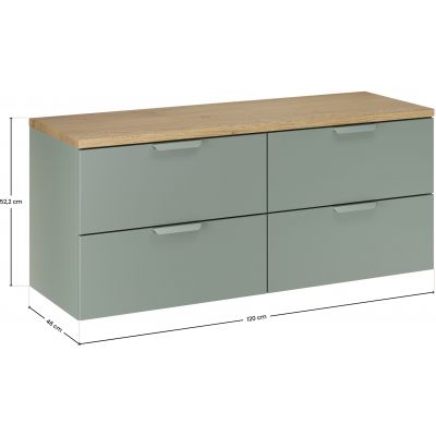Zestaw Comad Aster Green dwie szafki 60 cm wiszące z blatem meblowym 120 cm zielony/dąb SET-ASG B CREMONA 120CM