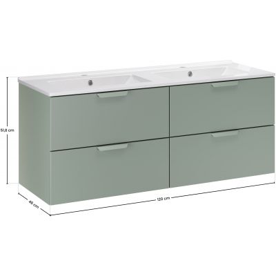 Zestaw Comad Aster Green umywalka 121 cm z dwiema szafkami 60 cm zielony SET-ASG 120CM LAVA