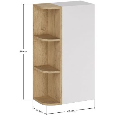 Zestaw Comad Aster White szafka 30 cm boczna i regał 15 cm otwarty biały/dąb SET-ASW SP URSM