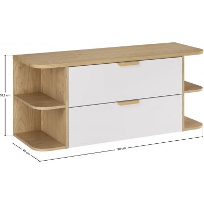 Zestaw Comad Aster White szafka 80 cm podumywalkowa wisząca z blatem 120 cm i dwa regały 20 cm otwarte biały/dąb SET-ASW B CREMONA 120CM LRSM