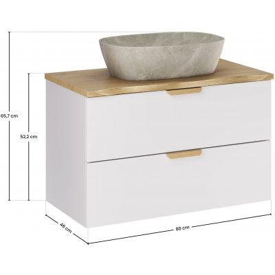Zestaw Comad Aster White szafka 80 cm podumywalkowa wisząca z blatem 80 cm i umywalką biały/dąb SET-ASW B NAT CREMONA 80CM UN ANNA