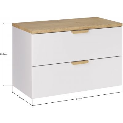 Zestaw Comad Aster White szafka 80 cm wisząca z blatem meblowym 80 cm biały/dąb SET-ASW B CREMONA 80CM
