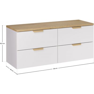 Zestaw Comad Aster White dwie szafki 60 cm wiszące z blatem meblowym 120 cm biały/dąb SET-ASW B CREMONA 120CM