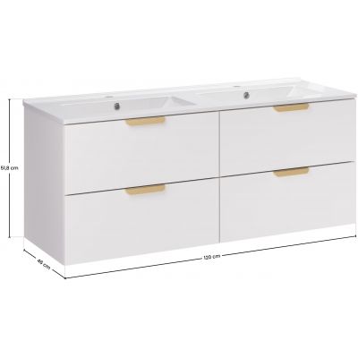 Zestaw Comad Aster White umywalka 121 cm z dwiema szafkami 60 cm biały SET-ASW 120CM LAVA