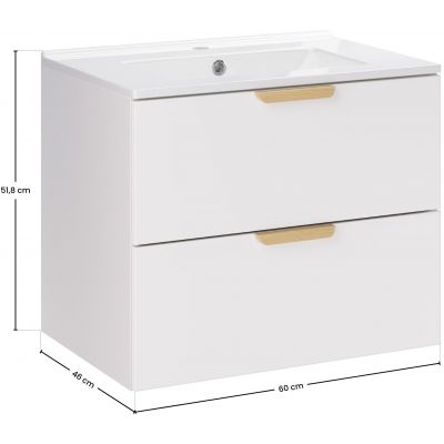 Zestaw Comad Aster White umywalka 61 cm z szafką 60 cm biały SET-ASW 60CM LAVA