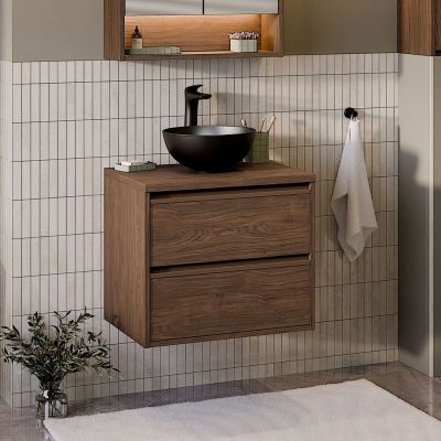 Zestaw Comad Viola Villa szafka 60 cm podumywalkowa wisząca z blatem orzech villa SET-VOV B VILLA 60CM