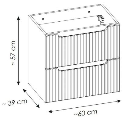 Comad Nova Coast Evoke szafka 60x39x57 cm podumywalkowa wisząca dąb NOVA COAST EVOKE 82-60-40-2S