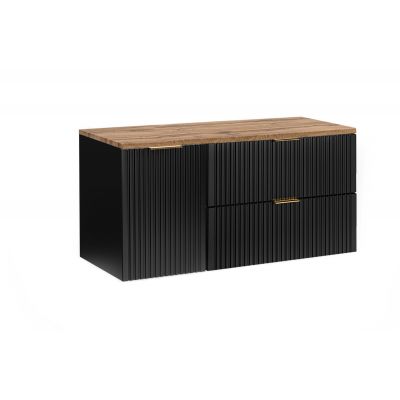 Zestaw Comad Adel Black szafki 80 cm i 40 cm wiszące czarny mat z blatem meblowym 120 cm dąb SET-ADB B WOTAN 120CM LB