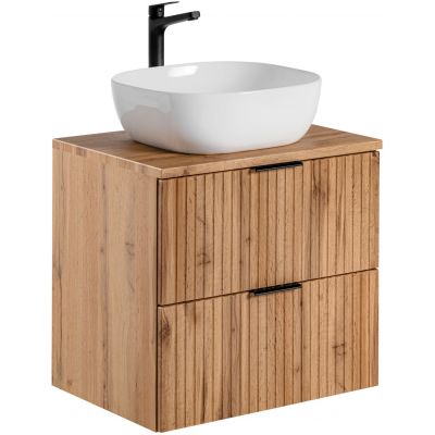 Comad Adel Oak szafka 60 cm podumywalkowa wisząca z umywalką dąb SET -ADO B 60 CM SMILE 40