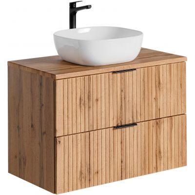 Comad Adel Oak szafka 80 cm podumywalkowa wisząca z umywalką dąb SET -ADO B 80 CM SMILE 40