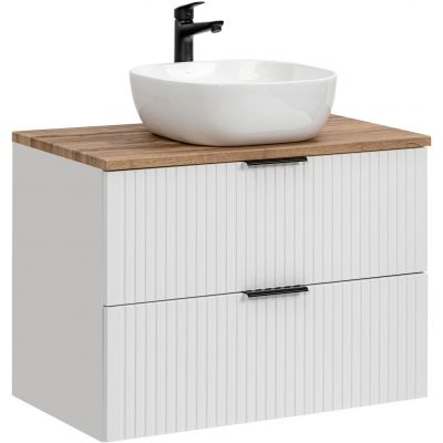 Zestaw Comad Adel White szafka 80x46 cm podumywalkowa wisząca z blatem i umywalką biały SET -ADW B 80 CM UN 6252