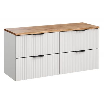 Zestaw Comad Adel White dwie szafki 60 cm wiszące z blatem meblowym 120 cm biały/dąb SET-ADW B NAT WOTAN 120CM