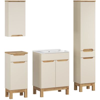 Comad Bali Cashmere zestaw meblowy 60 cm szafka stojąca z umywalką Lava i szafki boczne stojące/wisząca kaszmir/biały SET-BAC 60CM LAVA HC LC