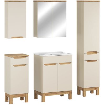 Comad Bali Cashmere zestaw meblowy 60 cm szafka stojąca z umywalką Lava i szafki boczne stojące/wiszące/lustrzana kaszmir/biały SET-BAC 60CM LAVA HC MC