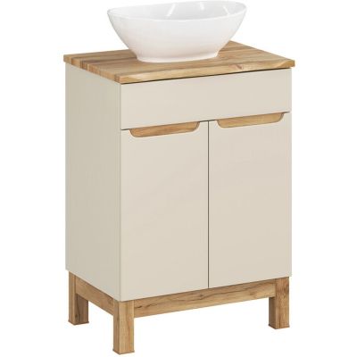 Comad Bali Cashmere zestaw meblowy 60 cm szafka stojąca z blatem i umywalka Lola kaszmir/dąb/biały SET-BAC B NAT WOTAN 60CM UN LOLA