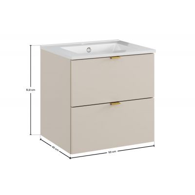 Zestaw Comad Dalia Cashmere szafka 50 cm podumywalkowa i umywalka Lava kaszmir/biały SET-DC 50CM UM LAVA WH