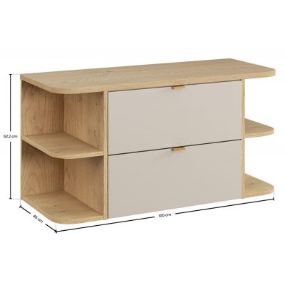 Zestaw Comad Dalia Cashmere szafka 60 cm podumywalkowa i szafki 20+20 cm boczne z blatem 100 cm kaszmir/dąb SET-DC B CREMONA 100CM LRSM