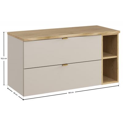 Zestaw Comad Dalia Cashmere szafka 80 cm podumywalkowa i regał 20 cm z blatem 100 cm dąb/kaszmir SET-DC B NAT CREMONA 100CM LR