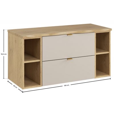 Zestaw Comad Dalia Cashmere szafka 60 cm wisząca z blatem i dwoma regałami 20+20 cm dąb/kaszmir SET-DC B NAT CREMONA 100CM
