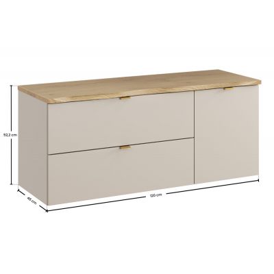 Zestaw Comad Dalia Cashmere szafka 80 cm podumywalkowa i szafka 40 cm cargo z blatem 120 cm kaszmir/dąb SET-DC B NAT CREMONA 120CM LB