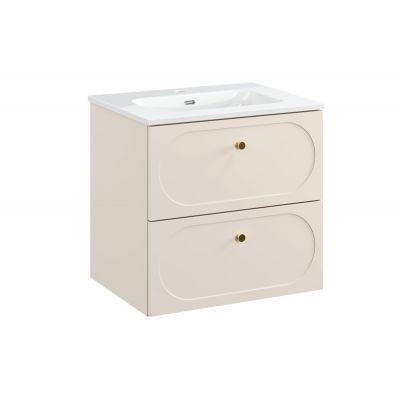 Zestaw Comad Donna Sand szafka 60 cm wisząca beż piaskowy z umywalką Fly meblową białą SET-DS 60CM UM FLY