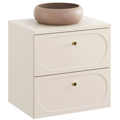Zestaw Comad Donna Sand umywalka z szafką 60 cm nablatowa okrągła beż piaskowy SET-DS B SAND 60CM UN WIKI MC
