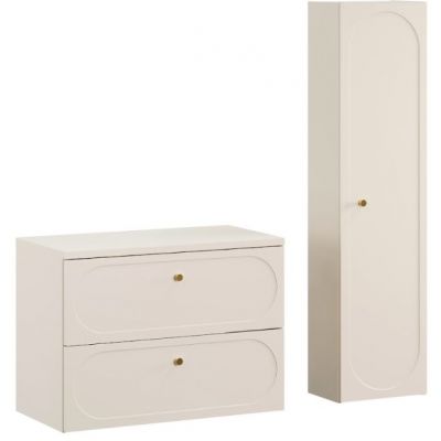 Zestaw Comad Donna Sand szafka 80 cm podumywakowa z blatem i szafka wisząca boczna beż piaskowy SET-DS B SAND 80CM HC
