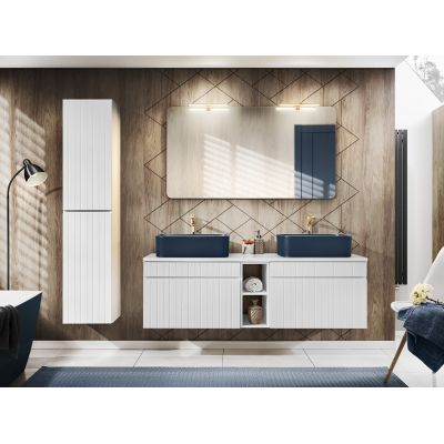 Comad Iconic White zestaw mebli łazienkowych 175 cm biały/dąb z umywalką i lustrem SET ICW-B 140 CM KAMA A06