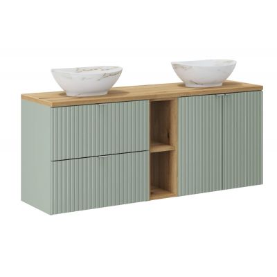 Zestaw Comad Line Reed Green/Oak szafki 60 cm, 60 cm i 20 cm zielony/dąb i dwie umywalki Pati 40,5x33 cm białe SET-LRG B OAK 140CM UN PATI WH LR