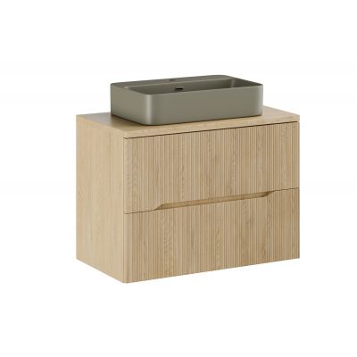 Zestaw Comad Nordic Cremona szafka 80 cm z blatem wisząca dąb i umywalka Trust 2 nablatowa 55x38 cm zielona SET-NC B CREMONA 80CM UN TRUST OG