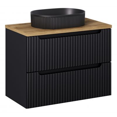 Zestaw Comad Nova Black szafka 80x39x57 cm podumywalkowa wisząca z blatem i umywalką czarna SET-NOB B OAK 80CM S UN BEYOND 5 BM