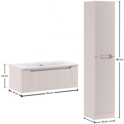 Zestaw Comad Nova Cashmere szafka 80 cm podumywalkowa wisząca z umywalką meblową Sky i szafka wysoką 180 cm kaszmir SET-NOC 80CM 1S SKY 3 HCLB